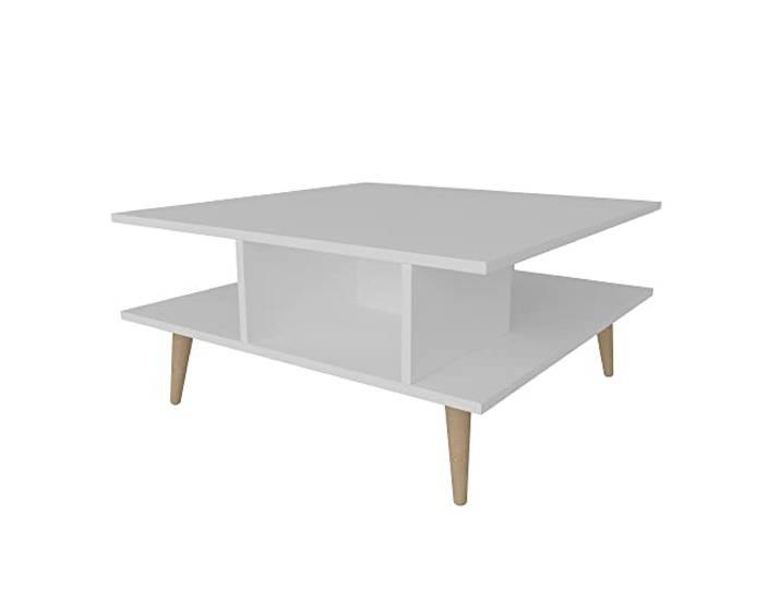 Hanah Home Moderner weißer Couchtisch, 89 x 89 x 44 cm 100% melaminbeschichtete Spanplatte, 18 mm stark Skandinavisches Design für stilvolles Wohnen