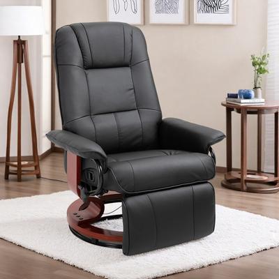Adjustable Faux Leather Swivel Recliner Chair with Footrest, Padded Armrests, Manual Lounge Chair for Living Room
