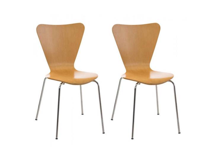 CLP Besucherstuhl 2er Set Holz Natura, Eukalyptusholzfarben, Metall, 45x85x49 cm, Büromöbel, Bürostühle, Konferenzstühle