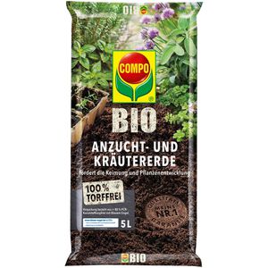 Compo Blumenerde  Bio Anzucht- und Kräutererde, für Anzucht, torffrei, mit Dünger, 5 Liter