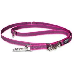 Julius-K9 Gummierte Leine mit Schlaufe Pink - Grau (Hund, Arbeit, Hundesport, Spazieren), Halsband + Leine