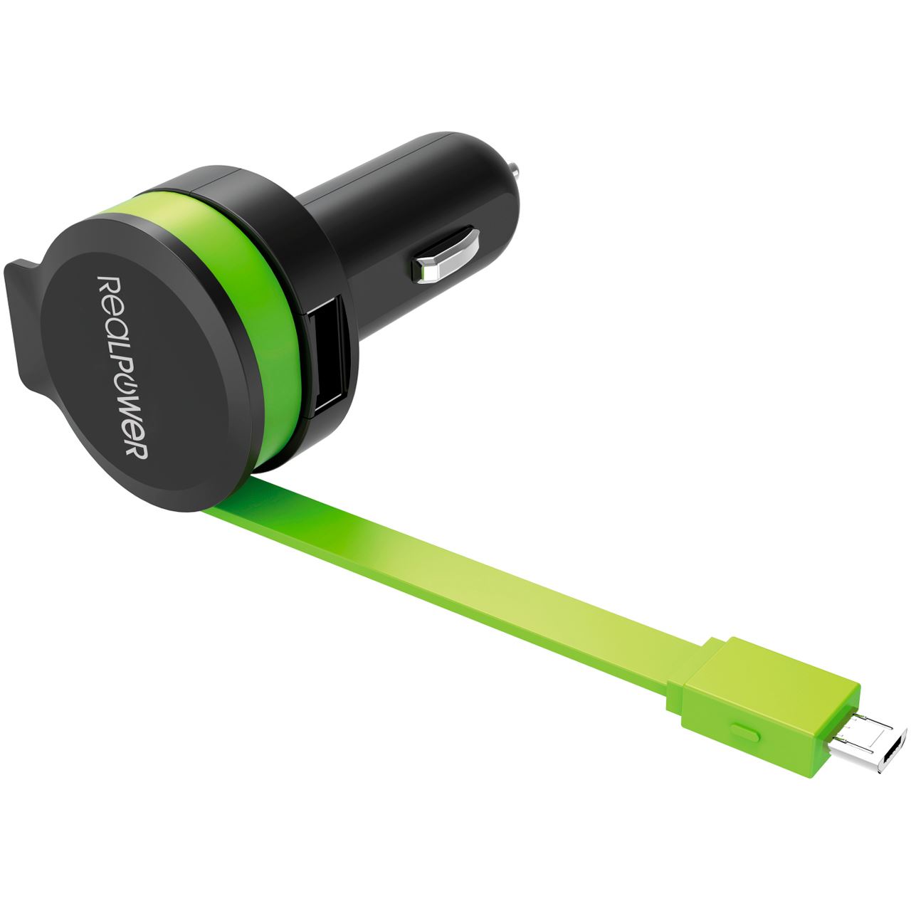 RealPower Car Charger M - integrated MicroUSB Cable + 1x USB