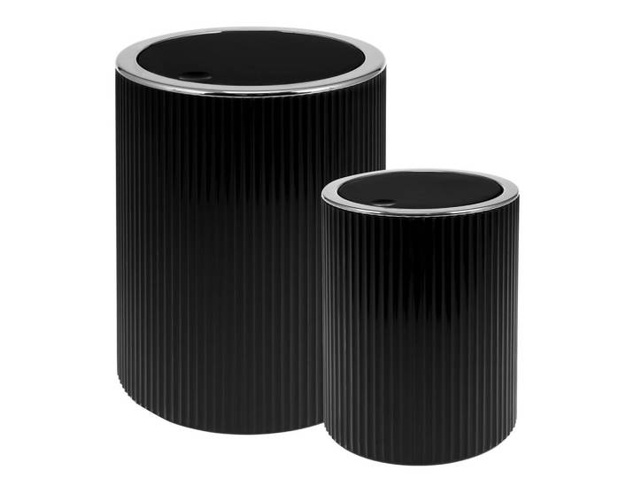 bremermann Kosmetikeimer 2er-Set, Gavello schwarz, Kunststoff, Schwarz, 12.5x16x12.5 cm, Badaccessoires, Abfalleimer