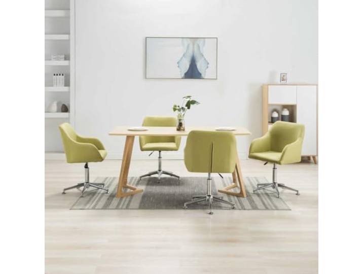 HGPOTUY Drehbare Esszimmerstühle 4 STK. Grün Stoff 360 Grad Drehbar, Höhenverstellbar, Ergonomisch, Holzrahmen, Stahlbeine, Wohnzimmer, Büro