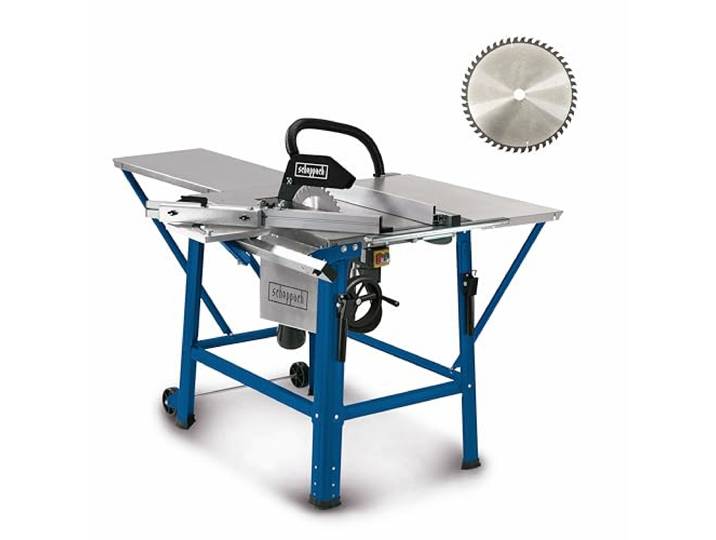Scheppach Scie circulaire sur table TS310 400V 2200W Lame Ø315mm Hauteur de coupe 83mm Avec élargissement de table\, 2ème lame\, rail de guidage & chariot coulissant inclinable jusqu'à 45°