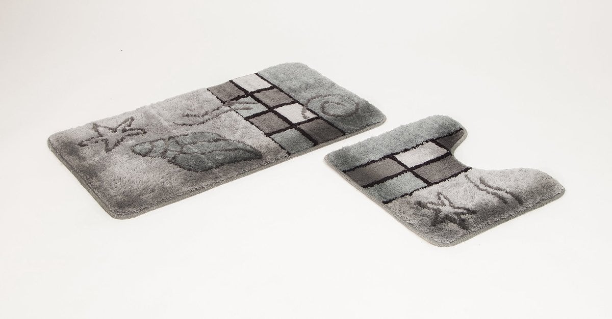Omgoods Badmat Set van 2 in Hamburg Grijs met Snit