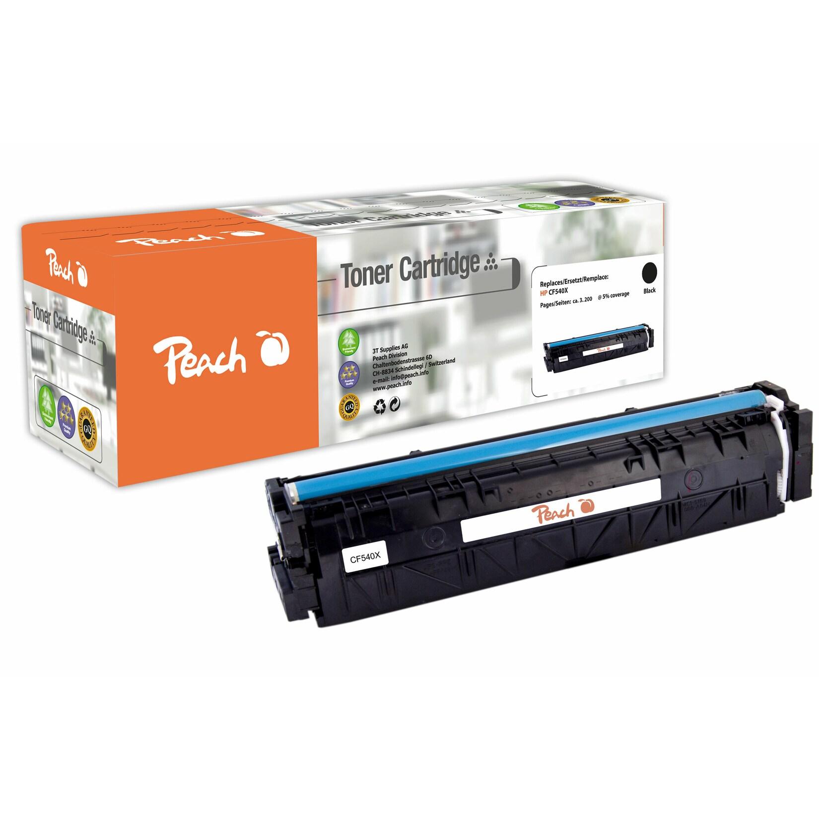 Peach HP 203 XBK Toner XL bk ersetzt HP No. 203X BK, CF540X für z.B. HP Color LaserJet Pro MFP M 281 fdw, HP Color LaserJet Pro M 254 dnw (wiederaufbereitet)