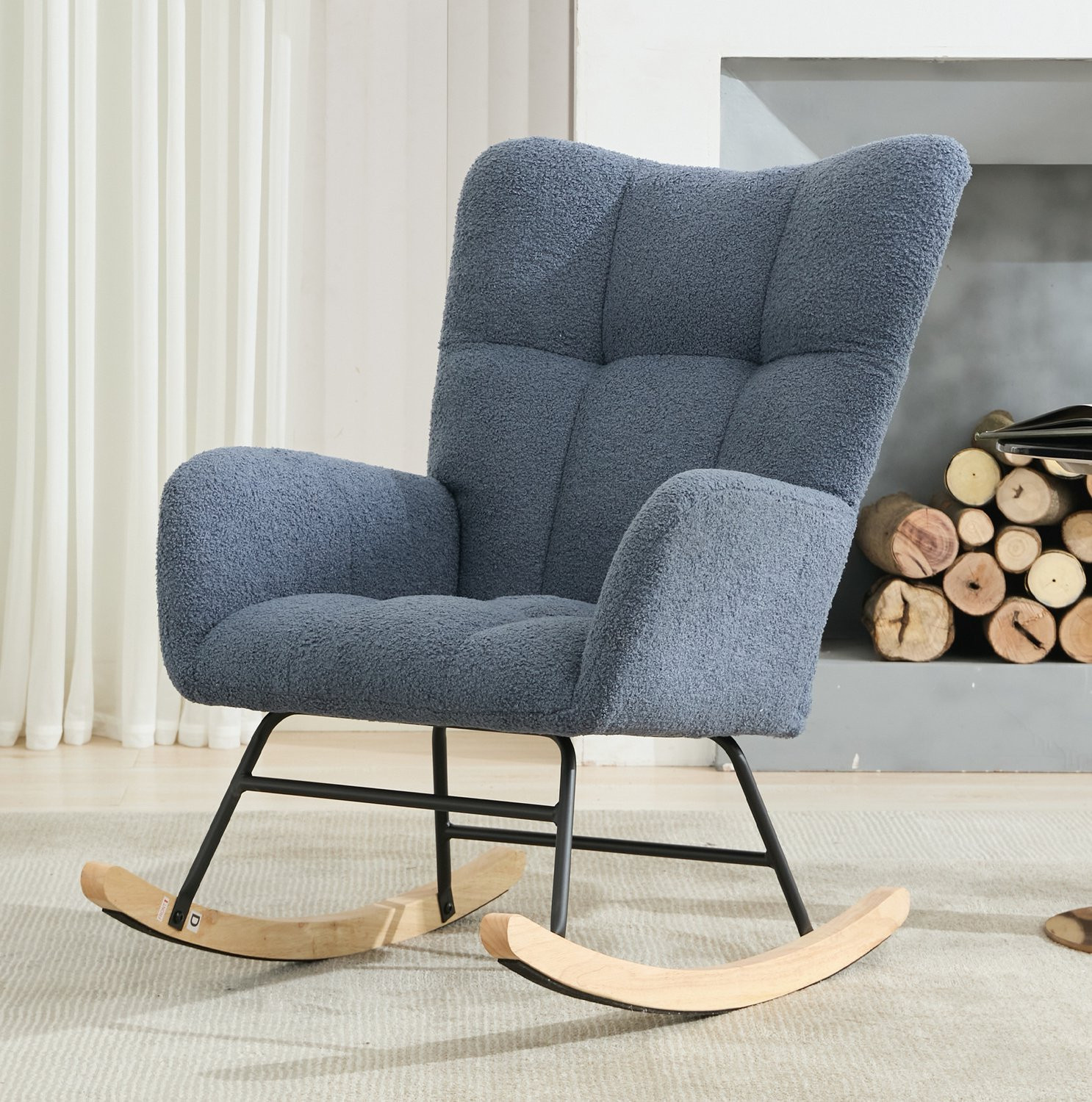 CHICFURN Ergonomische Schommelstoel met armleuningen - Navy