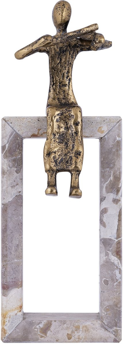 PTMD Aleria Gold Casted Alu Violin Lady met Marmeren Basis