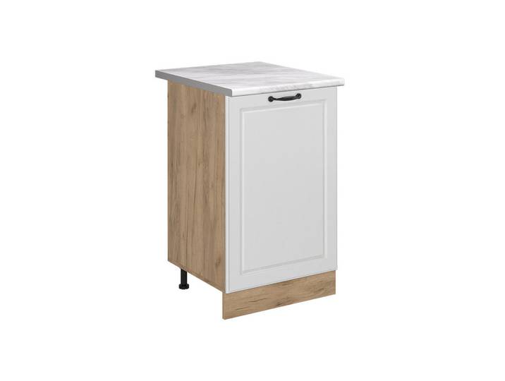 Vicco Küchenunterschrank R-Line, Weiß Landhaus/Goldkraft Eiche, 50 cm Arbeitsplatte Marmor, Weiß, Honigeiche, Holzwerkstoff, 1 Fächer, Rechteckig, 50x81.6x60 cm, Küchen, Küchenmöbel, Küchenschränke, Küchenunterschrank