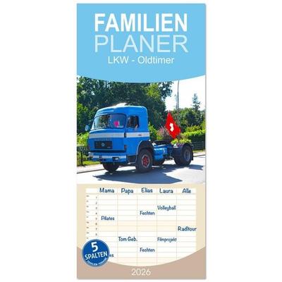 Familienplaner 2026 - LKW - Oldtimer mit 5 Spalten (Wandkalender, 21 x 45 cm) CALVENDO