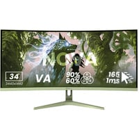 Nova 34T2K165, Gaming-Monitor 86.4 cm (34 Zoll), grün, UWQHD, VA, Curved, HDMI, DP, Lautsprecher, 165Hz Panel