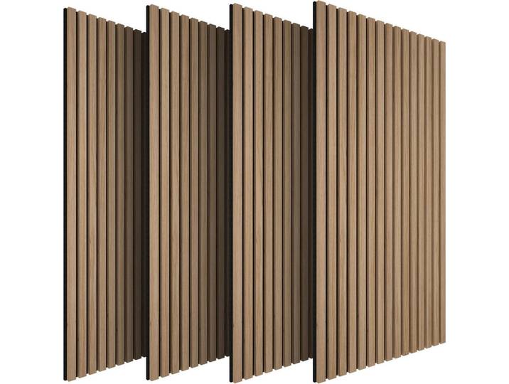 tectake Akustikpaneele 4er Set Sonic Wall Iii, je 120 x 60 x 1,1 cm, Größe flexibel anpassbar, Eiche, Eichefarben, Holz, 60x1.1x120 cm, Tapeten & Wandverkleidungen, Akustikpaneele
