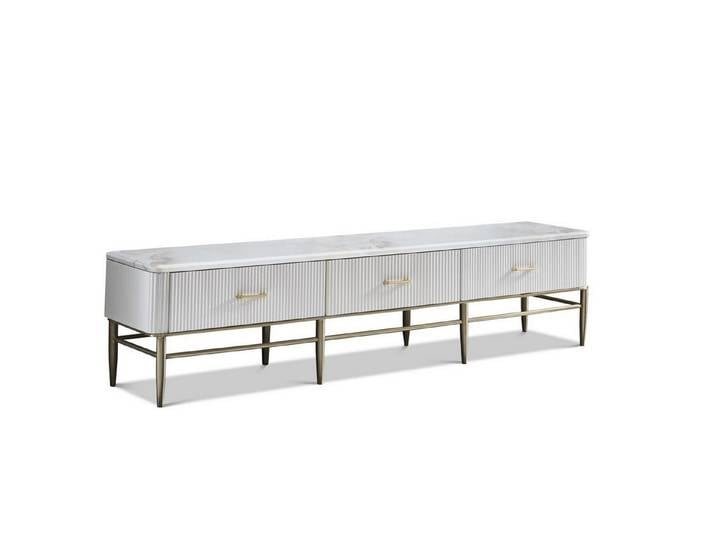 Xlmoebel Sideboard Holz Sideboard in Natur mit Edelstahl, modernes Design (3 Schubladen), Made in Europa