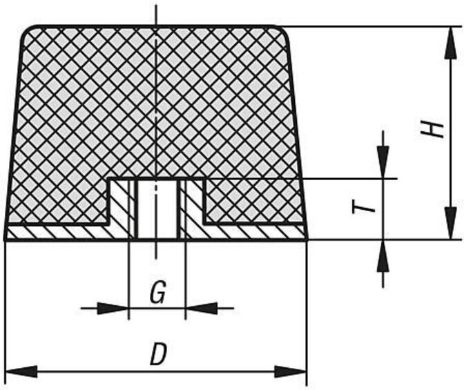 KIPP Gummipuffer konisch M12 Ø75 x 28mm Stahl verzinkt Elastomer (K2339.07502857)
