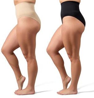 Plus Size Women's 2 Pair Women's Full Coverage High Waisted Shaping Briefs by MeMoi in Nude Black (Size 4X)