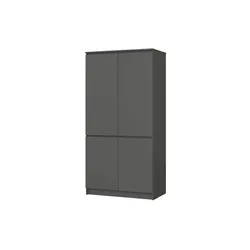 Drehtürenschrank 90 cm breit Valentina , grau , Maße (cm): B: 90 H: 180