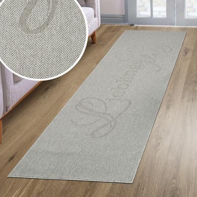 Läufer OTTO HOME "Lieblingsplatz, mit Schriftzug, In- und Outdoor geeignet", grau, B:80cm H:5mm L:250cm, Kunstfaser, Teppiche, Läufer, Wetterfest, UV-beständig, Küchenläufer, Camping, Balkon