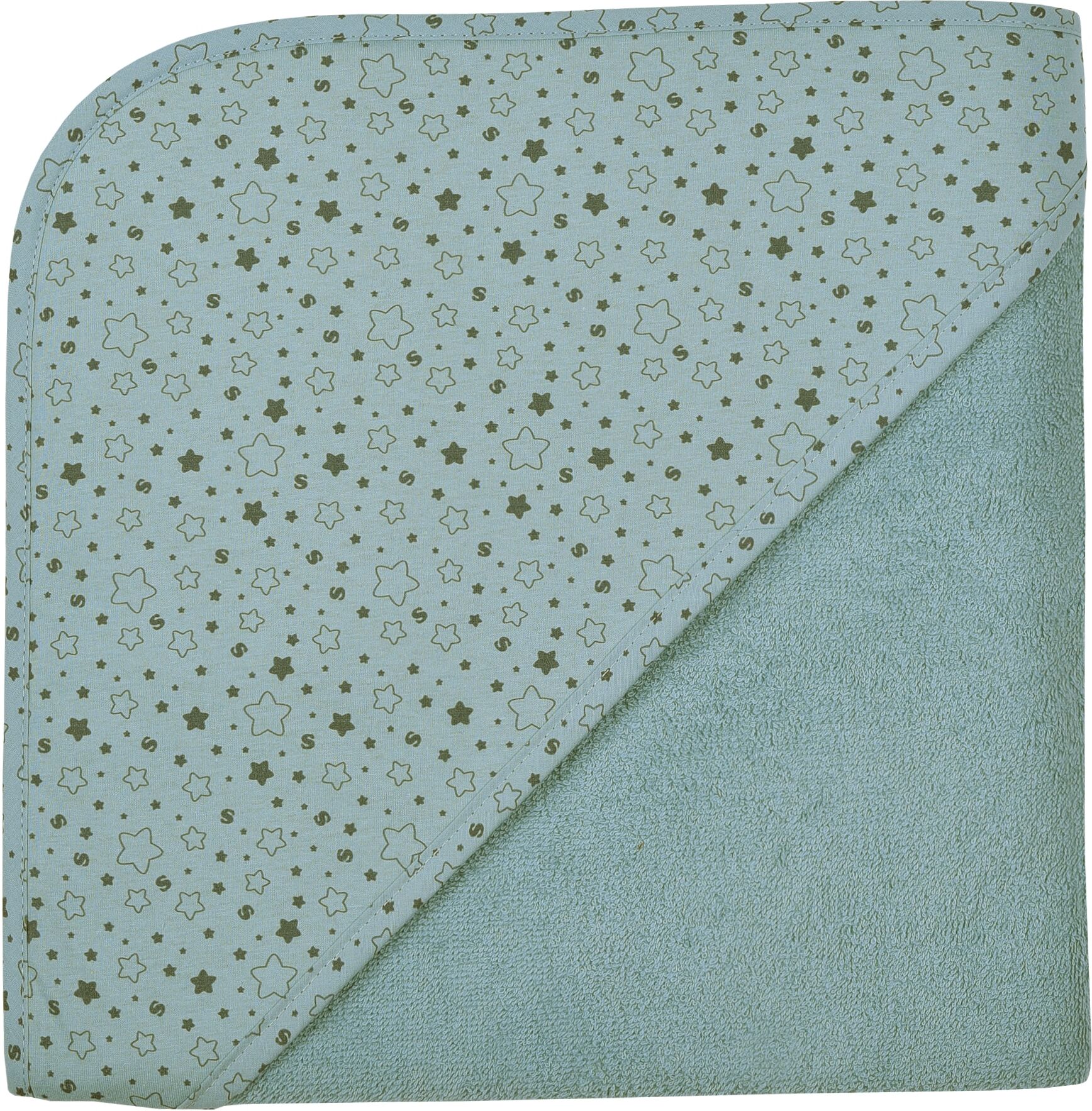 Kapuzenhandtuch WÖRNER "Sterne eisblau Kapuzenbadetuch 100/100", blau (eisblau), B:100cm L:100cm, Frottee, Frottier, Handtücher, Kapuzenhandtuch, obere Lage der Kapuze aus bedrucktem Single-Jersey eisblau B/L: 100cmx100cm, 1 Stk., Frottee