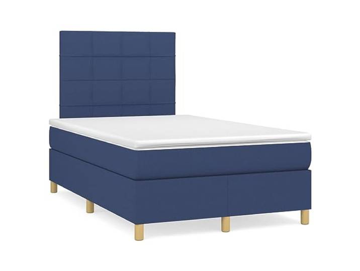PUGYNBK Boxspringbett mit Matratze, Stoff, Blau, 120 x 200 cm Verstellbares Kopfteil, Taschenfederkerne, mittlere Festigkeit, atmungsaktiver Schutz