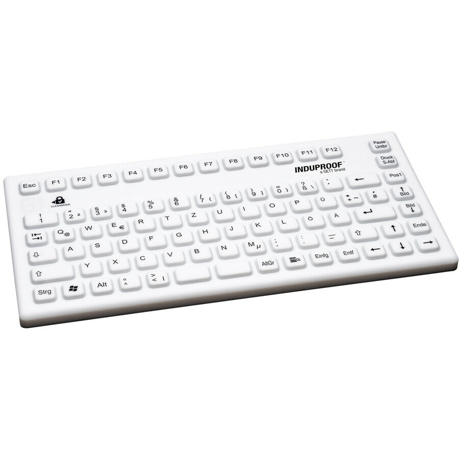 induKey InduProof Smart Compact Tastatur - Kabel Konnektivität - USB Schnittstelle - Deutsch - Weiß - Gummikuppel Keyswitch - 86 Taste(n) Tastensperre Hotkey(s)