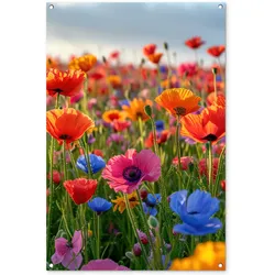 GARTENPOSTER Blumen - Mohnblumen - Farbenfroh - Natur Outdoor Bilder 80x120 cm