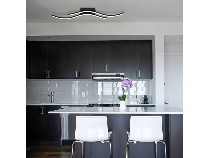 Plafonnier LED Onda III 7 x 2 x 96cm Noir Matériau : Métal, Matière plastique Surface en métal : Laqué Type de matière synthétique : Verre
