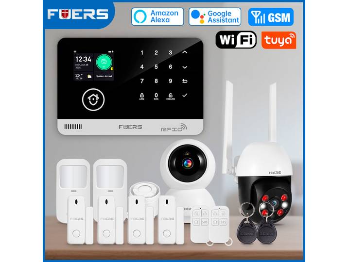 Kit de système d'alarme WIFI GSM FUERS G03 pour la sécurité domestique, détecteur de mouvement antivol, fonctionne avec l'application intelligente Tuya Alexa
