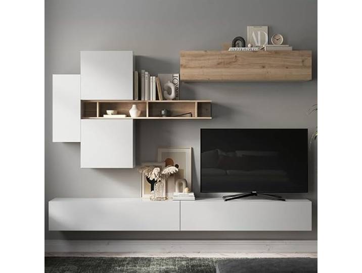 Modernes schwebendes TV-Möbel dank Holzregal Infinity 44
