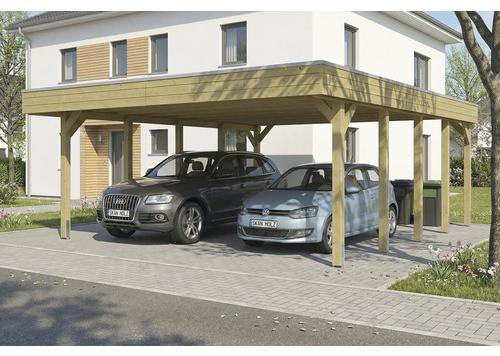 Doppelcarport SKAN HOLZ Friesland inkl. Pfostenanker 546 x 708 cm kesseldruckimprägniert