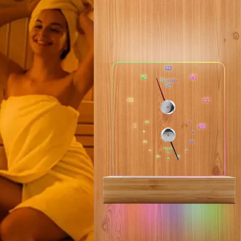 INF Thermomètre hygromètre de sauna avec lumière RVB