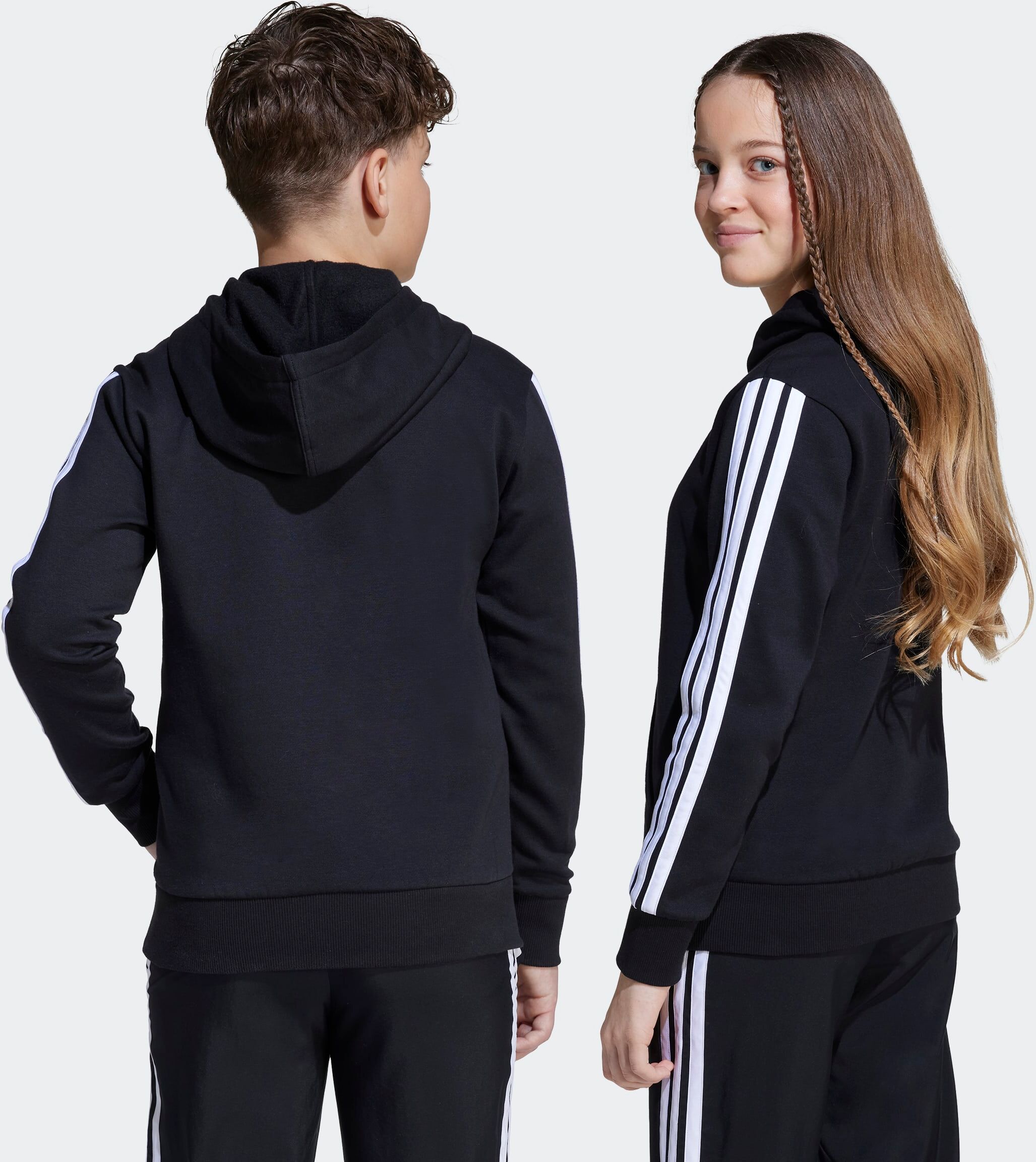 Kapuzensweatshirt ADIDAS SPORTSWEAR "ESSENTIALS KIDS HOODIE", Mädchen, Gr. 152, weiss (schwarz, weiß), Obermaterial: 71% Baumwolle, 29% Polyester, angesetztes Bündchen, Sweatshirts Kapuzensweatshirt schwarz, weiß 152