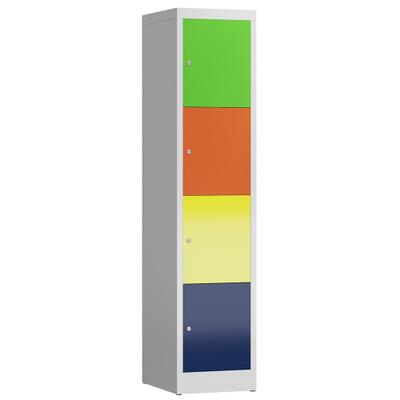 ClassiX Schließfachschrank, 1 Abteil, 4 Fächer, 1800 x 415 x 500 mm, lichtgrau/bunt