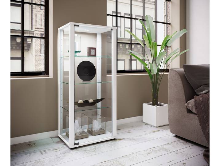 Vitrine sur pied Kavisa 115cm 3 Blanc/Blanc