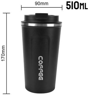 Inspire Select Thermo Cafe Double Wall Stainless Steel Travel Mug Leakproof Coffee Thermos Cup black 17.2 Fl Oz