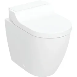 Geberit Stand-Dusch-WC Komplettanlage AquaClean „Tuma“ Comfort in Glas weiß, Befestigung sichtbar, ohne Spülrand