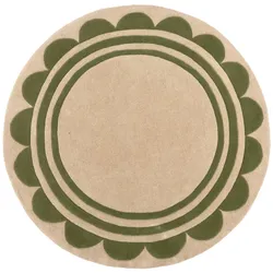KADIMA DESIGN Wollteppich Handgetuftet mit elegantem Jakobsmuschel-Design | Langlebig & Komfortabel | 120x120cm