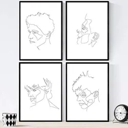 POSTER Set mit 4 Gesichter Man 3 nordico Gesichter A4 Schwarzer Rahmen