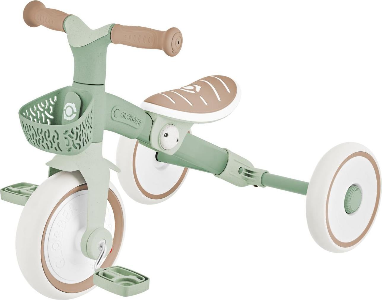 Globber Learning Trike 2in1 Plus Eco Driewieler en loopfiets voor kinderen, saliegroen