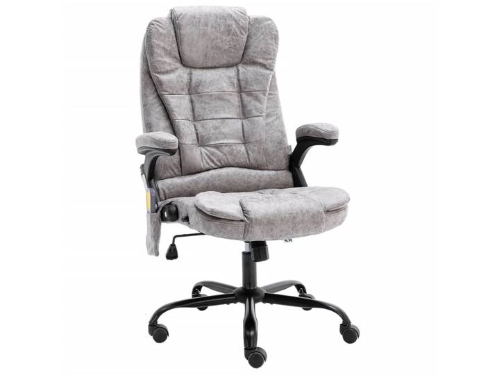 vidaXL Bürostuhl mit Massagefunktion Hellgrau Wildleder-Optik