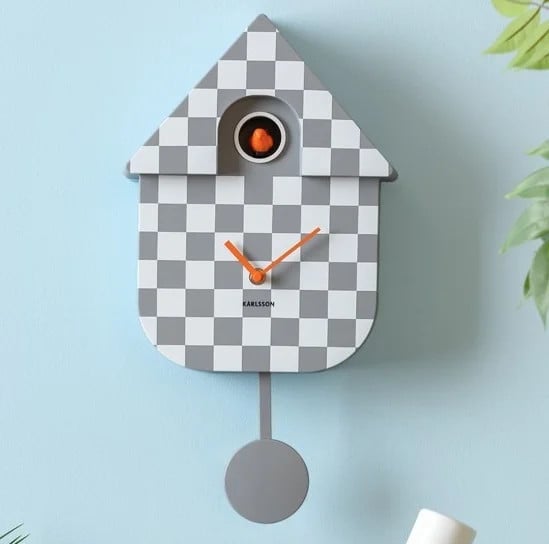 Karlsson Modern Cuckoo Checker Wandklok - Grijs
