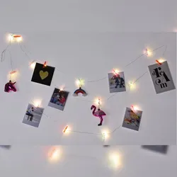 LED Foto-Lichterkette mit bunten Klammern Fotoleine Bilderhalter Fotoclips Deko Bunt