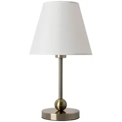 ARTE LAMP Schreibtischlampe mit Kabel – Tischlampe mit goldbrauner Metall-Lampenfassung und weißem Textil-Lampenschirm für Wohnzimmer und Home Off
