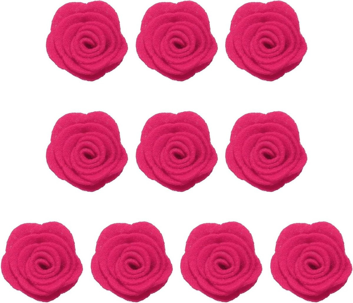 10 stuks Vilten bloemen voor knutselen - Rozerood