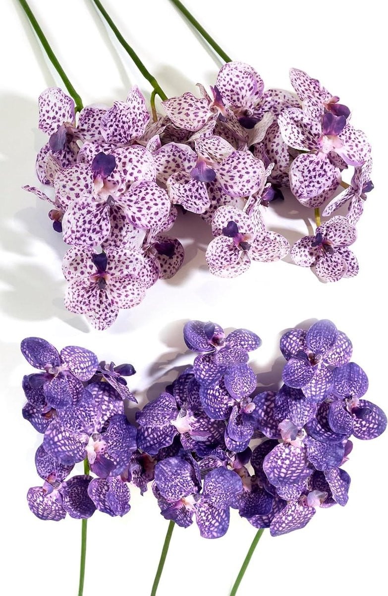 Kunstorchidee Stengels Vanda - Paarse Nepbloemen voor Woonkamer Decoratie - 6 Stuks