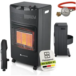 JUSKYS® Gasheizung GS42US – Infrarot-Heizstrahler bis 4200 W für Terrasse & Outdoor in Schwarz