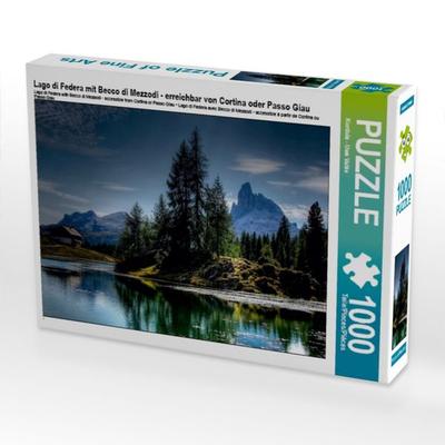 CALVENDO Puzzle Lago di Federa mit Becco di Mezzodi - erreichbar von Cortina oder Passo Giau | 1000 Teile Lege-Größe 64x48cm Foto-Puzzle für