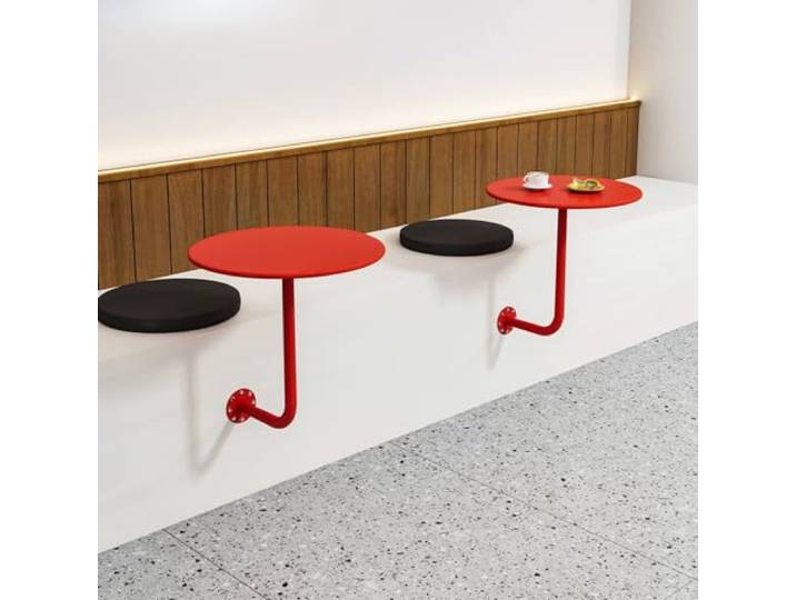 LigedamaiEU An der Wand montierter Kleiner Bartisch, runder Couchtisch, L-förmiger Thekentisch, schwebende Werkbank mit Stabiler Basis(Red,40cm)