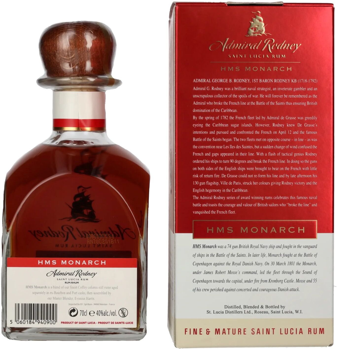 Admiral Rodney Rum Admiral Rodney HMS MONARCH Saint Lucia Rum 40% Vol. 0,7l in Geschenkbox