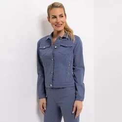VIA MILANO Jeansjacke, 1/1-Arm Kragen Knopfleiste figurbetont